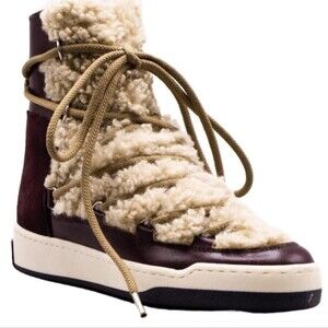 New MELINE bz20 Leather Suede Fur Boots Booties Size 9.5